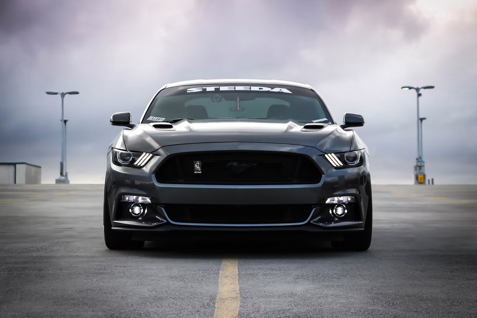 Dark grey Ford Mustang